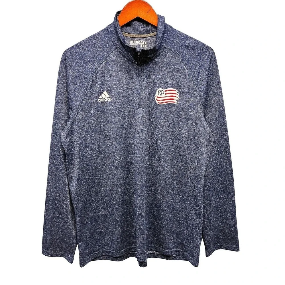 Adidas Climalite Ultimate Pullover Mens L Blue Quarter Zip Athletic Sporty